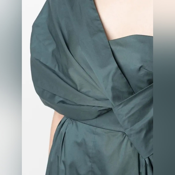 TIBI Eco One Shoulder Dress In Green Size 6 NWT Organic Cotton Party Holiday - Picture 5 of 14